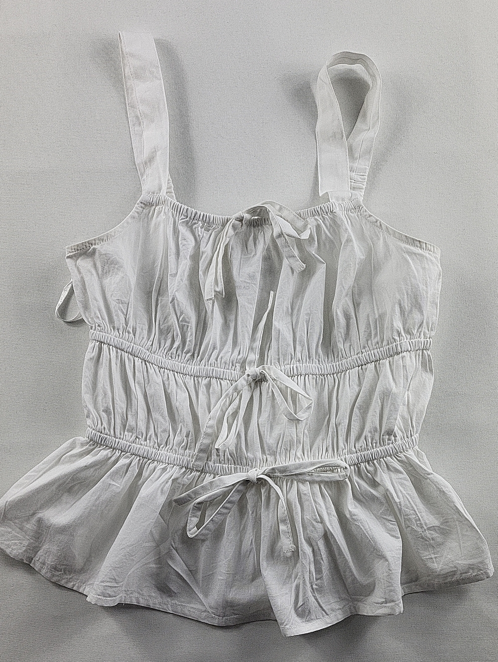 Sim & Sam White Cotton Tie-Front Peplum Milkmaid Tank Top